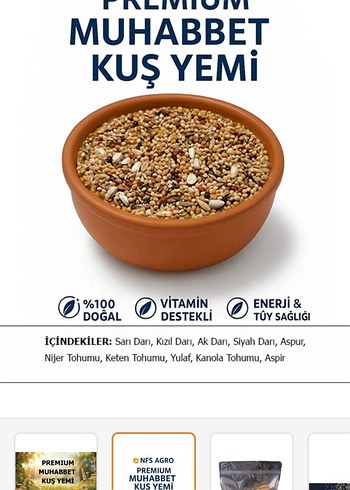 Premium Muhabbet Kuş Yemi 1kg - Görsel 2