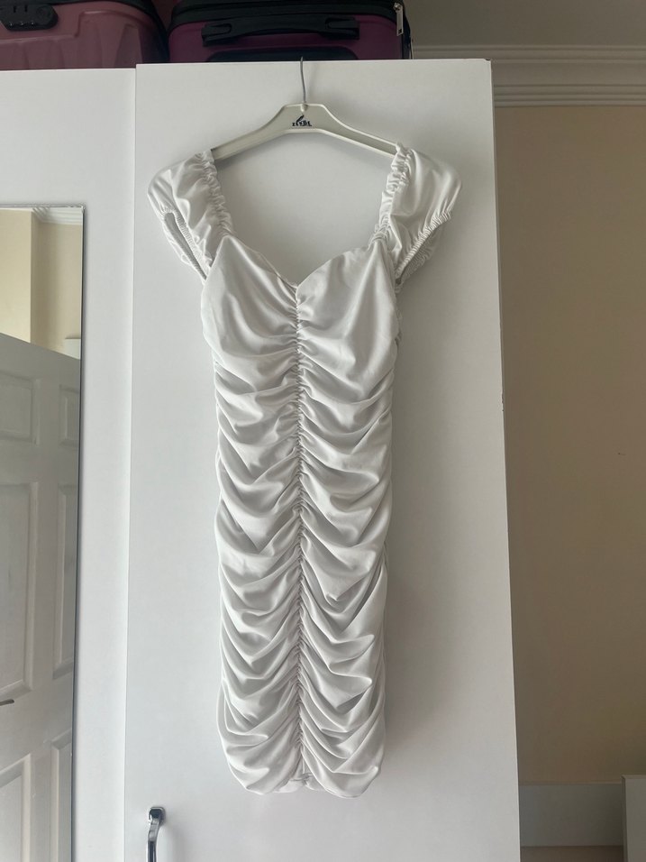 Beyaz Straplez Mini Elbise - Görsel 2