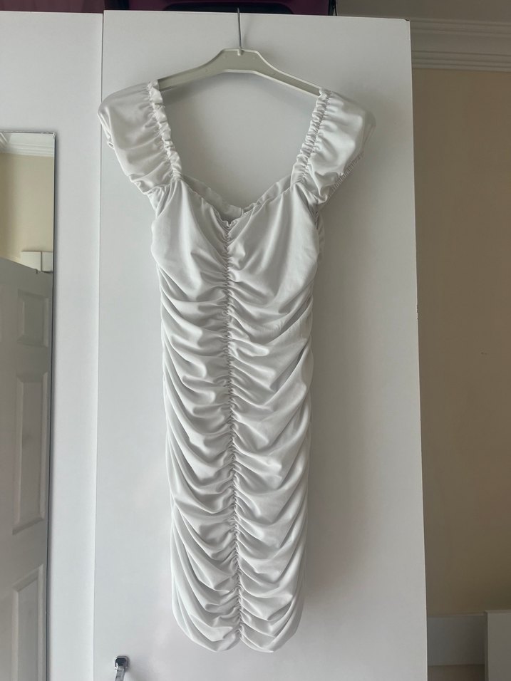 Beyaz Straplez Mini Elbise - Görsel 3