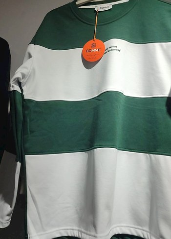 Yeşil Beyaz Düğmeli Erkek Sweatshirt
