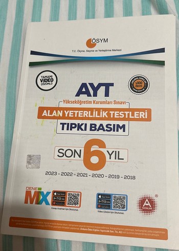 AYT Alan Yeterlilik Testleri Son 6 Yıl Kitabı hiç kullanılmadı