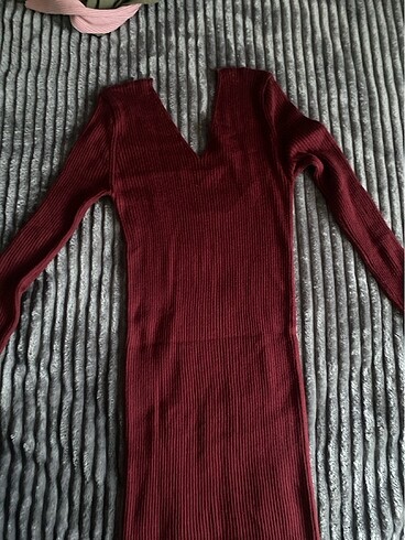 Bordo kalem elbise