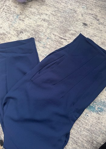 Lacivert Midi Kadın Kumaş Pantolon - Görsel 4