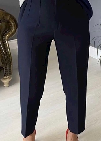 Lacivert Midi Kadın Kumaş Pantolon - Görsel 2