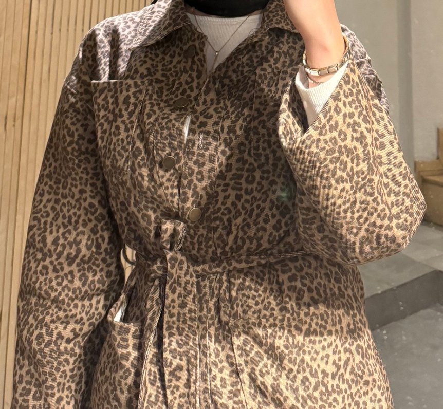 Kahverengi Leopar Desenli Kadın Ceket - Görsel 2