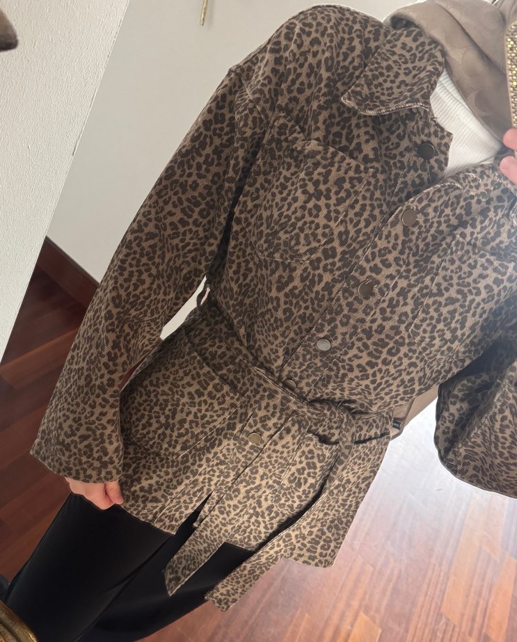 Kahverengi Leopar Desenli Kadın Ceket - Görsel 3