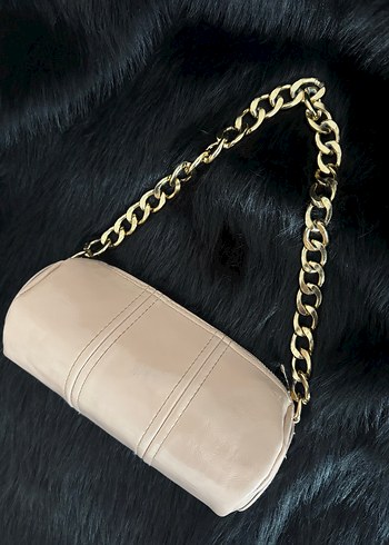 Pudra Pembe Zincir Detaylı Deri Kadın Çanta - Görsel 2