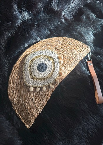 Hasır gold detaylı clutch Çanta - Görsel 3