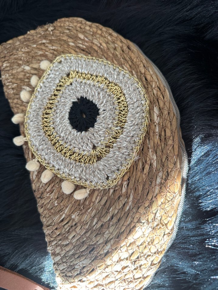 Hasır gold detaylı clutch Çanta - Görsel 5