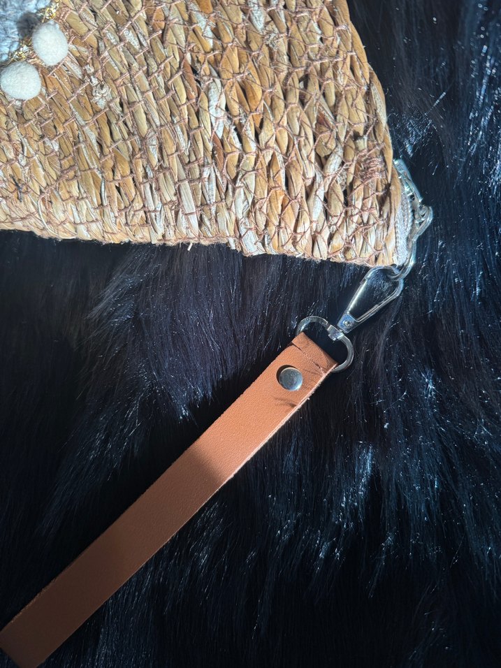 Hasır gold detaylı clutch Çanta - Görsel 4