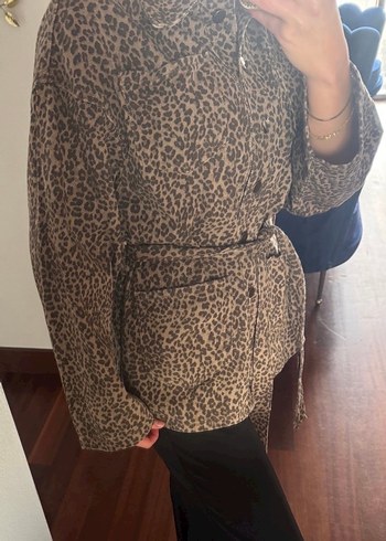 Leopar Kahverengi Kadın Ceket - Görsel 3