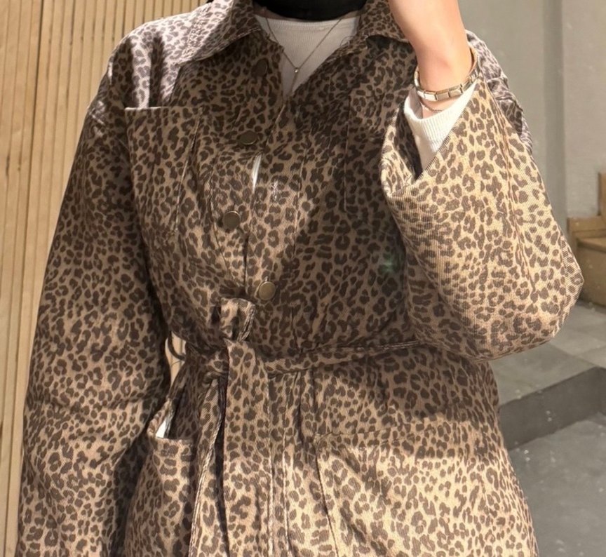 Leopar Kahverengi Kadın Ceket - Görsel 2