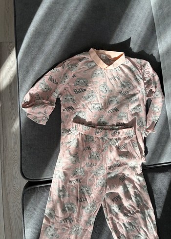 Pembe V Yaka çocuk Pijama Takımı - Görsel 2