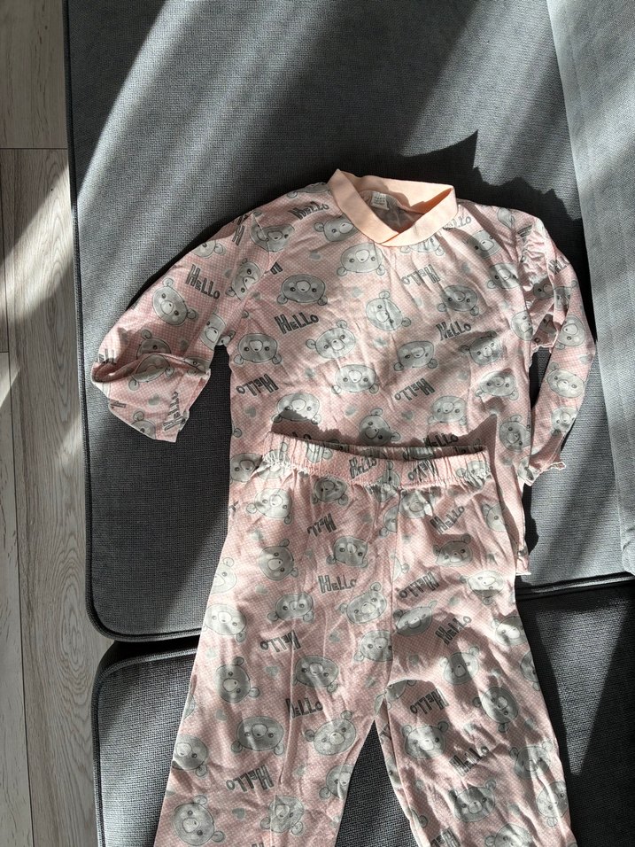 Pembe V Yaka çocuk Pijama Takımı - Görsel 2