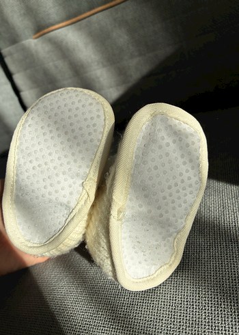 Beyaz Örgü Yün Sıcak panduf - Görsel 3