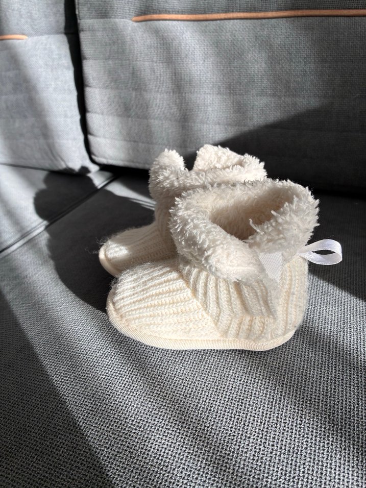 Beyaz Örgü Yün Sıcak panduf - Görsel 2