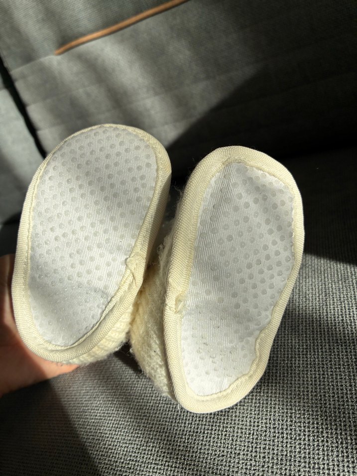 Beyaz Örgü Yün Sıcak panduf - Görsel 3