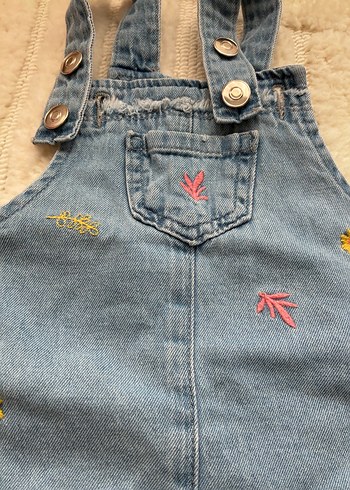 Nakışlı Kot Kız Şort Tulum - Görsel 2