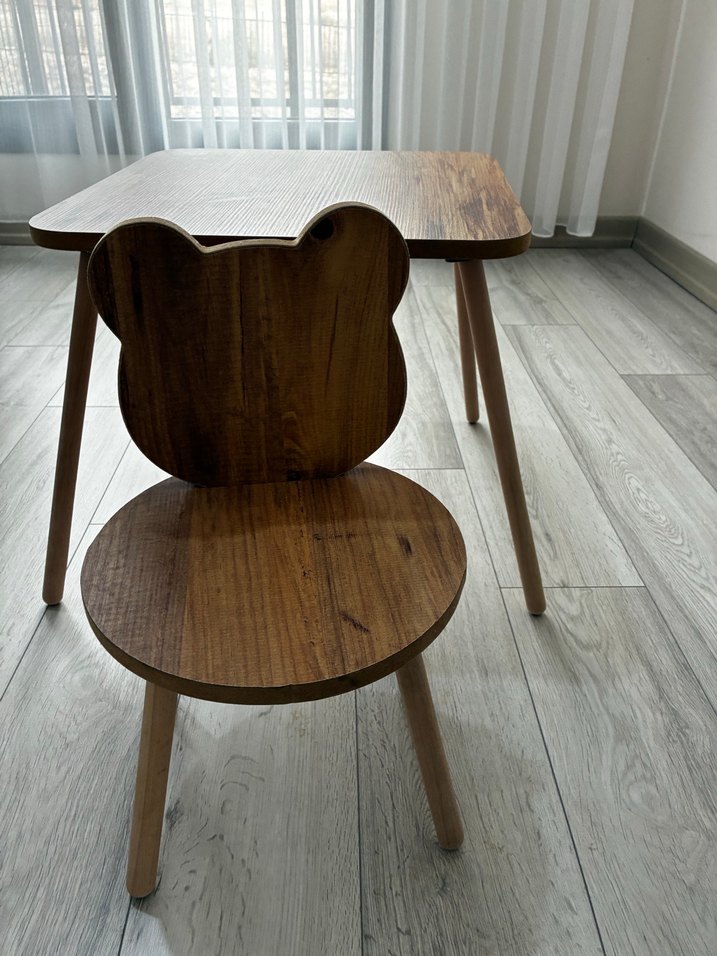 Bej Çocuk Sandalyesi ve Masa Seti - Görsel 2