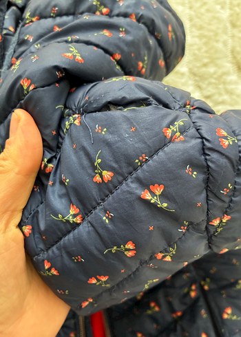 Kız Çocuk Lacivert Nakışlı Fermuarlı Mont - Görsel 3