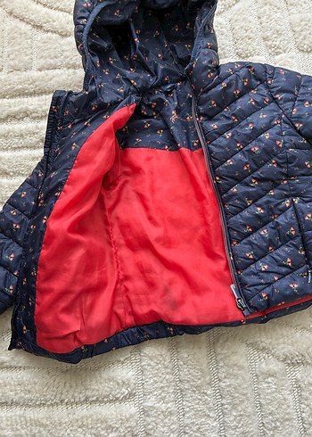 Kız Çocuk Lacivert Nakışlı Fermuarlı Mont - Görsel 2