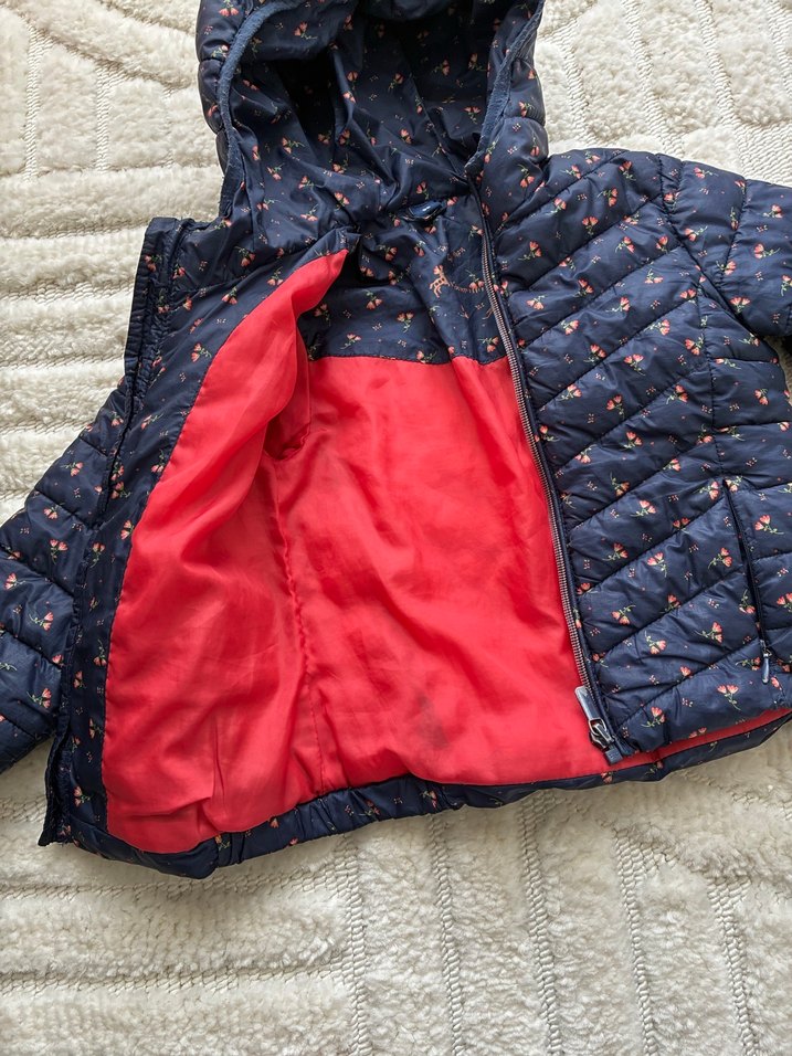 Kız Çocuk Lacivert Nakışlı Fermuarlı Mont - Görsel 2