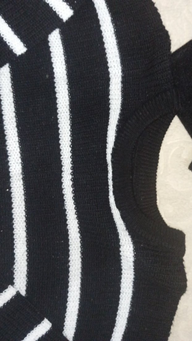 Siyah Beyaz Çizgili İnce Fit Triko - Görsel 5