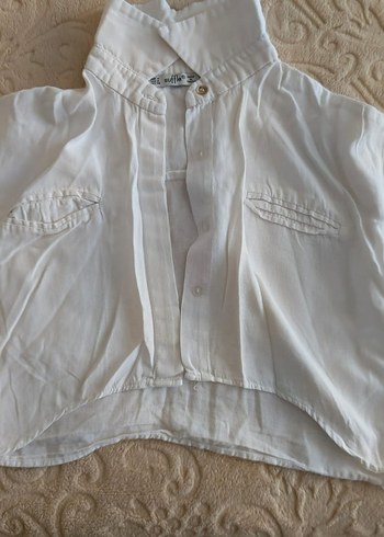 beyaz kadın crop gomlek - Görsel 3