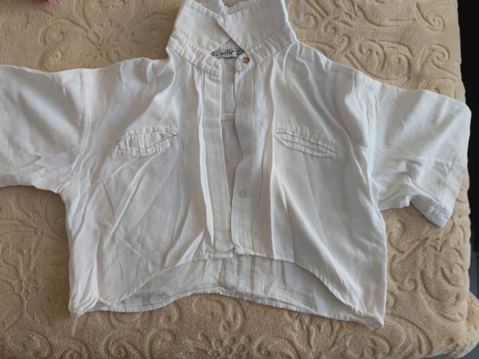 beyaz kadın crop gomlek - Görsel 3