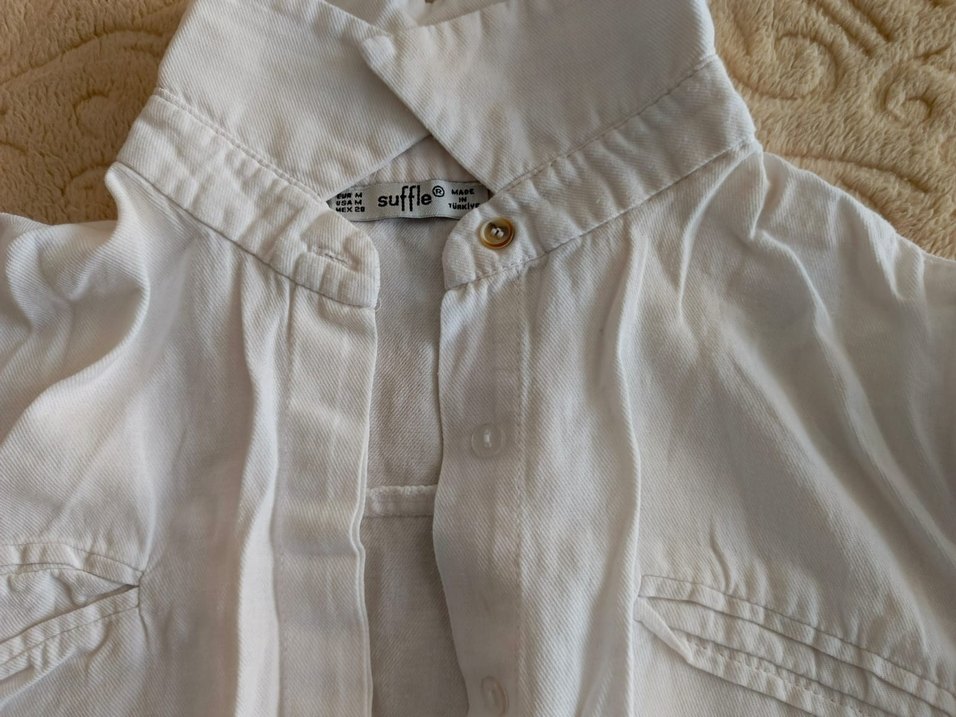 beyaz kadın crop gomlek - Görsel 2