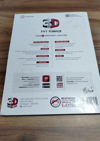 TYT Türkçe 3D Video Destekli Defter
