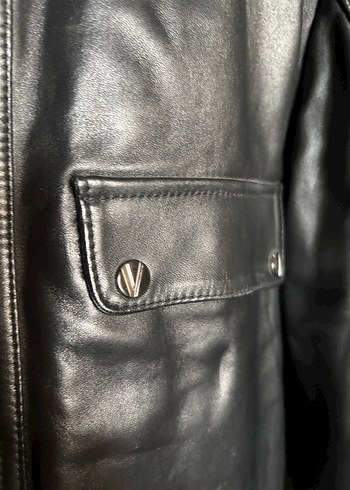 universal Beden Siyah Deri Kuzu Derisi Versace Kaban
