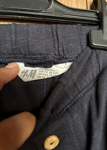 H&M Çocuk Keten Düğmeli Lacivert Pantolon