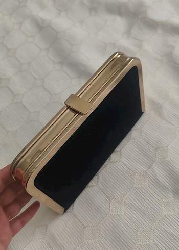 Klasik Siyah Süet Tokalı Kadın Portföy Çanta