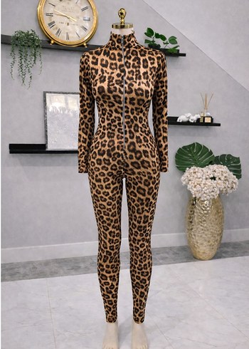 Leopar Desenli Uzun Kollu Tulum - Görsel 6