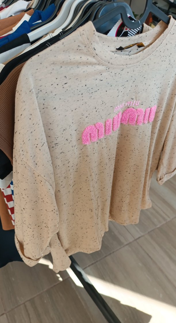 Bej yarım Kollu Pamuklu Tişört - Görsel 2