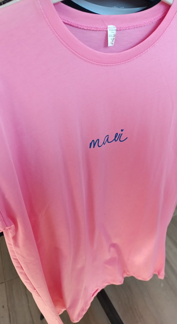 Pembe Drapeli Kısa Kollu Tişört - Görsel 2