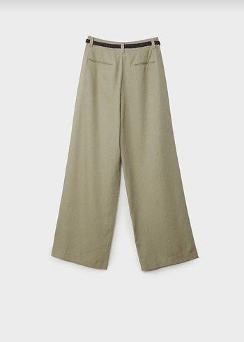 Stradivarius Kemerli Bej Keten Kadın Pantolon