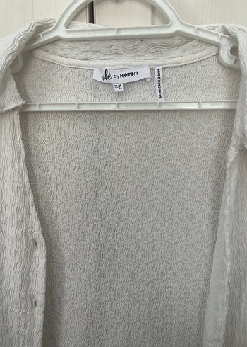 m Beden Düğmeli V Yaka Beyaz Denim Bluz