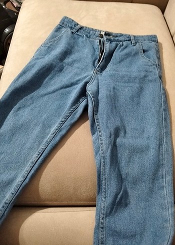 Kadın Mavi Denim Rahat Kesim Jean
