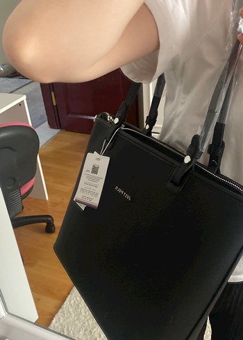 Beden siyah Renk Justpolo Siyah Deri Fermuarlı İş Kadın Çantası