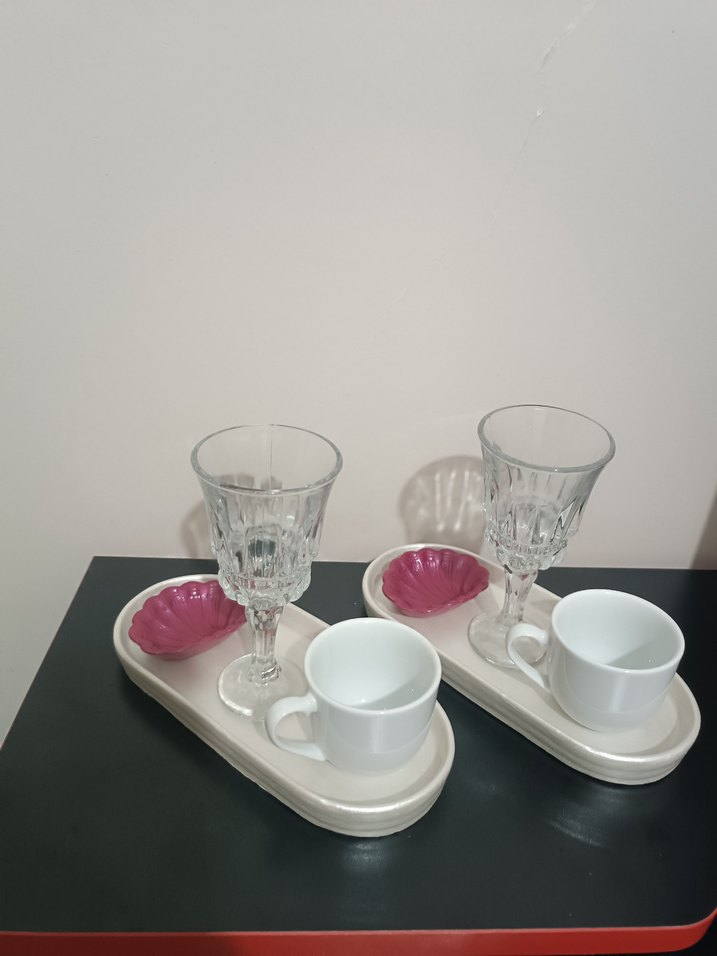 Pembe Pastel Kahve Fincanı ve Tabak Seti - Görsel 3