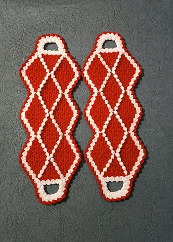 Nakışlı Kırmızı Fırın Eldiveni lif modelleri - Görsel 2