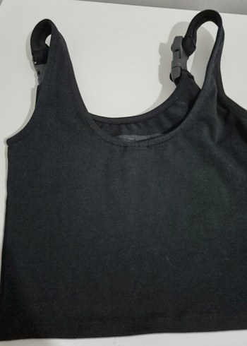 Kadın Siyah Baskılı Askısız Sporcu Mini Üst - Görsel 2