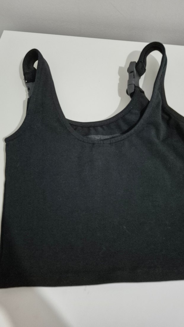 Kadın Siyah Baskılı Askısız Sporcu Mini Üst - Görsel 2