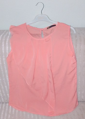 Pembe Kolsuz Fırfırlı Bluz
