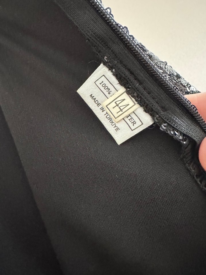 Somon renkli üstü pullu Uzun Drapeli Kadın Abiye Elbise - Görsel 2