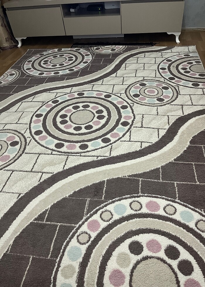 Gri çok renkli desenli halı - Görsel 5