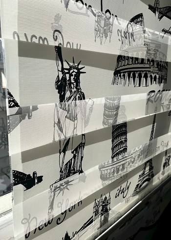 Baskılı Gri Beyaz Modern zebra Perde - Görsel 5