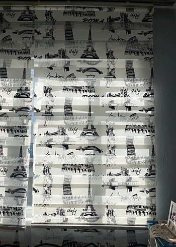 Baskılı Gri Beyaz Modern zebra Perde - Görsel 2